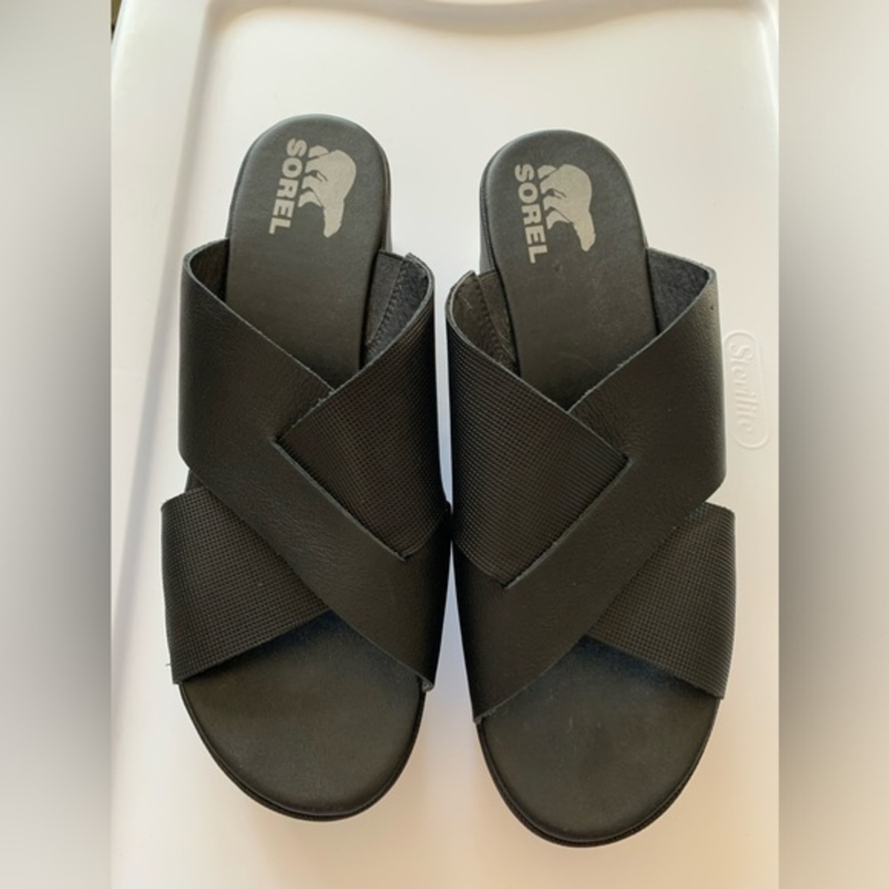 Sorel Womens Cameron platform slides sandals. 10